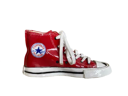 Red ceramic high-top sneaker